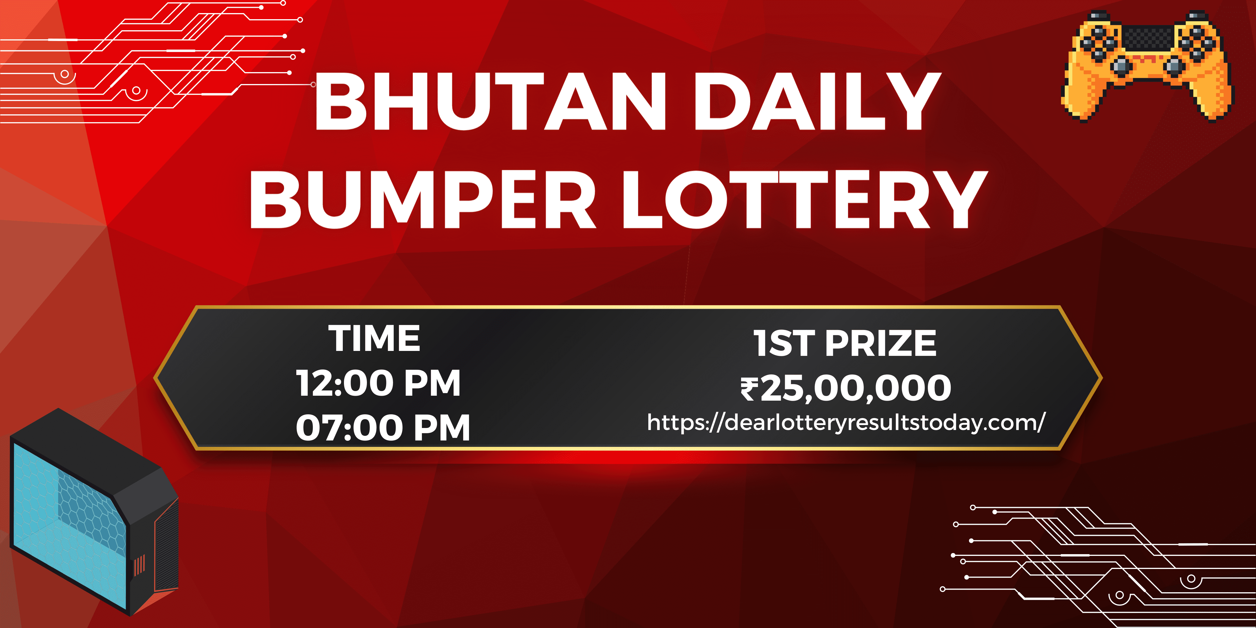 Red Modern Gaming Tournament Banner Bhutan Daily Bumper Lottery Result Out Officially (17-05-2024)