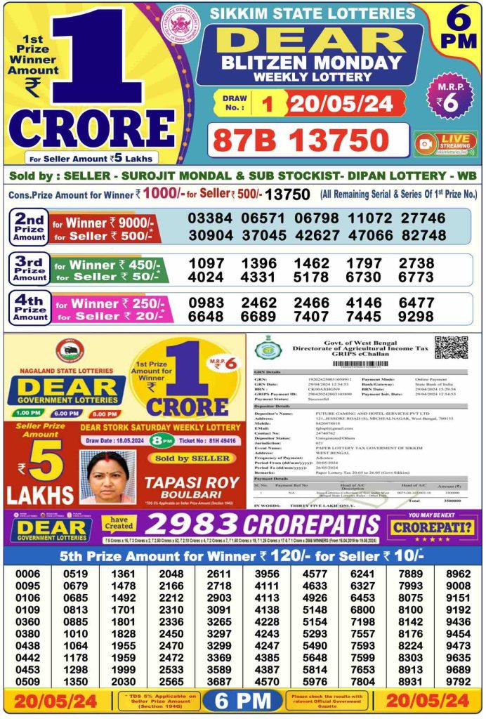dd20 692x1024 1 Dear Lottery Result Today: 1 PM, 6 PM, and 8 PM, Date: 21-05-2024 | Lottery Sambad