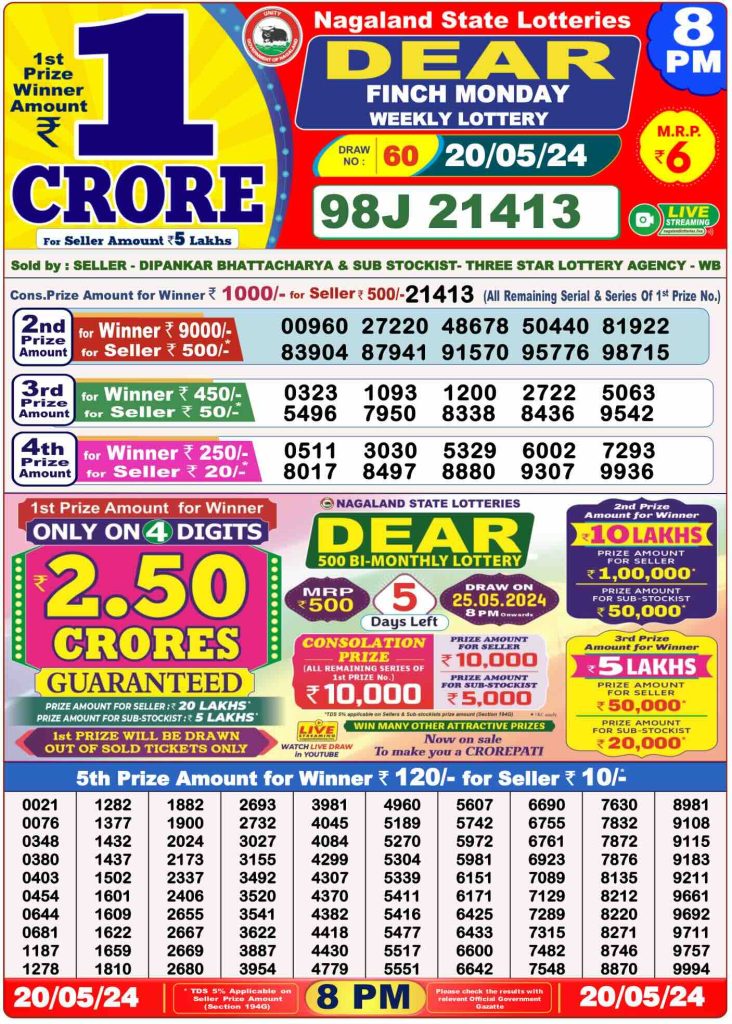 ed20 732x1024 1 Dear Lottery Result Today: 1 PM, 6 PM, and 8 PM, Date: 21-05-2024 | Lottery Sambad