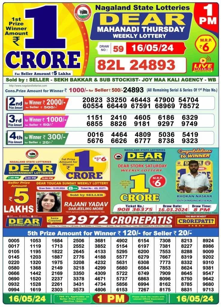 md16 737x1024 2 Dear Lottery Result Today: 1 PM, 6 PM, and 8 PM, Date: 16-05-2024 | Lottery Sambad